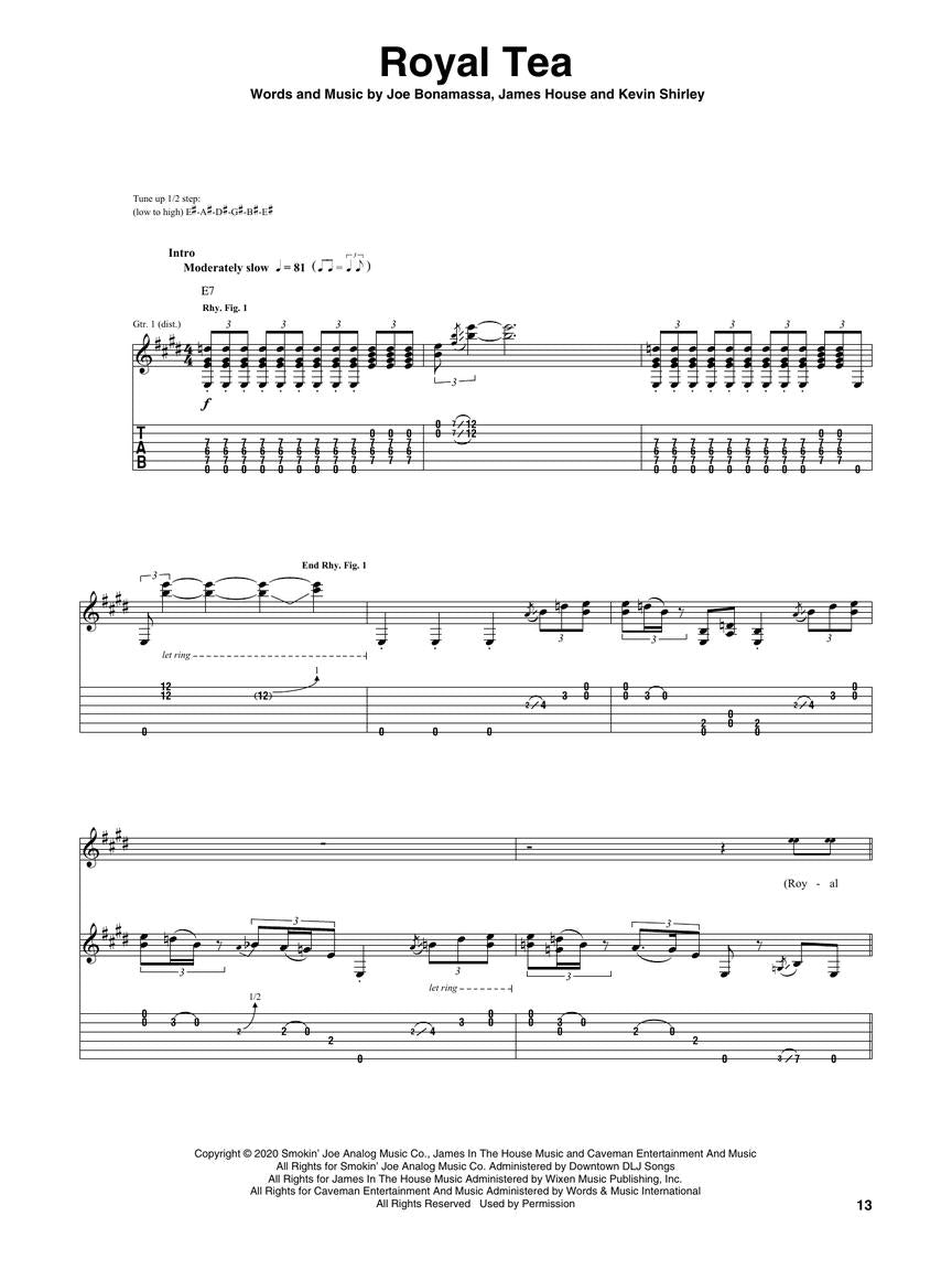 Joe Bonamassa - Royal Tea Guitar Tab Book
