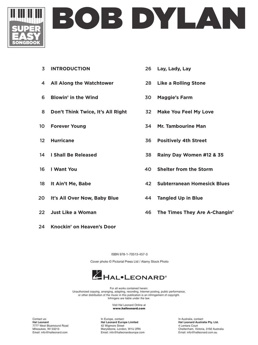 Bob Dylan - Super Easy Piano Songbook