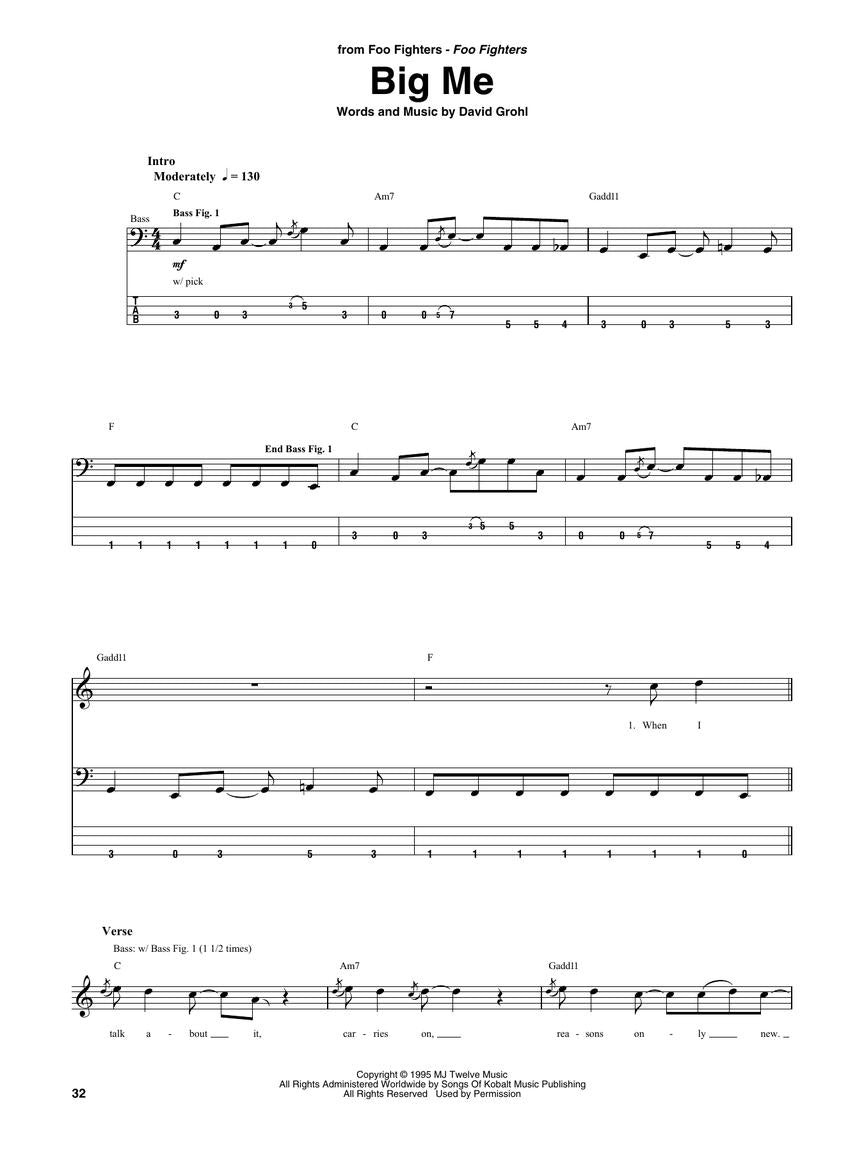 Foo Fighters - Bass Tab Collection Book