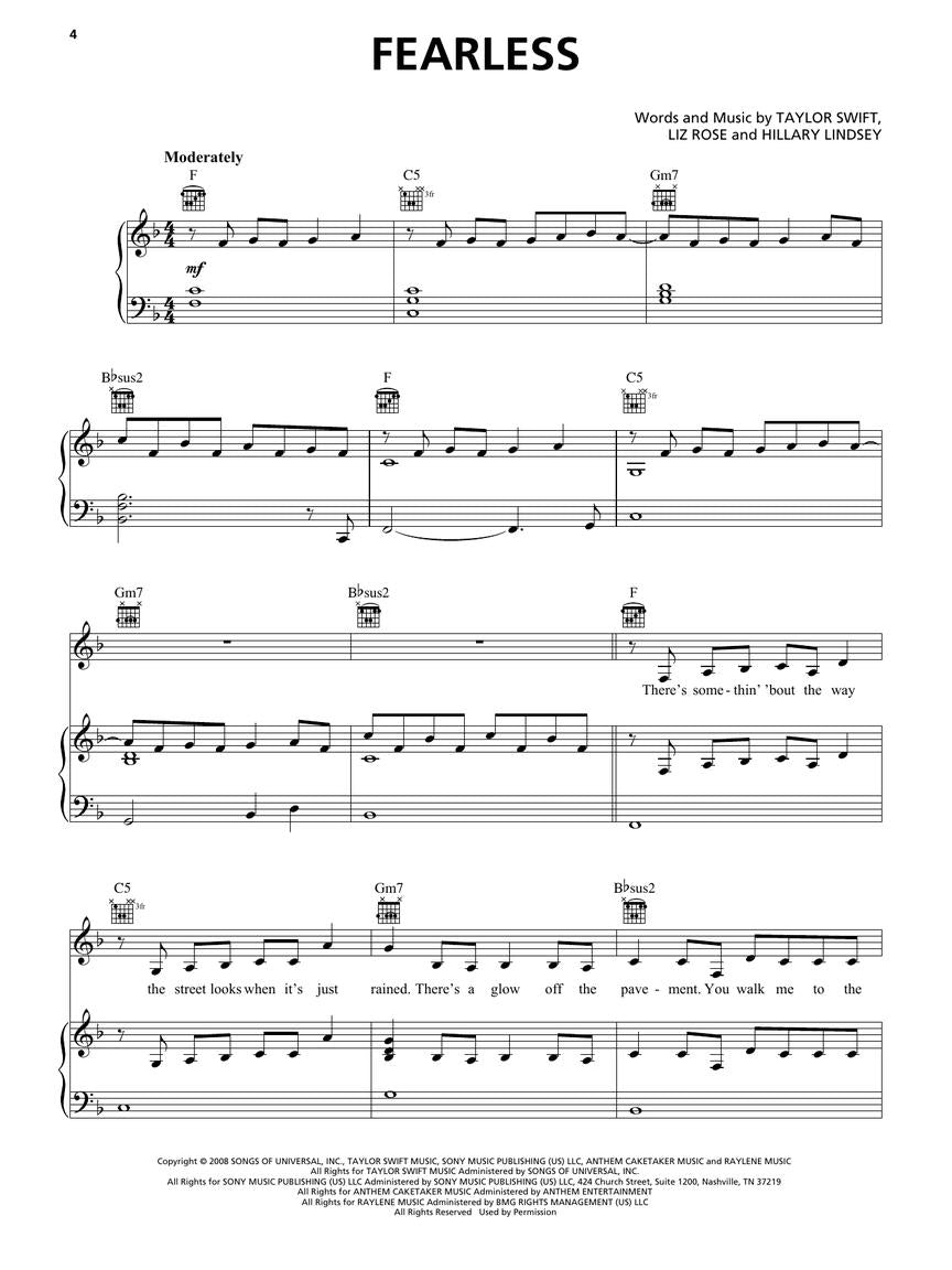 Taylor Swift - Fearless (Taylor's Version) Piano, Vocal & Guitar Songbook