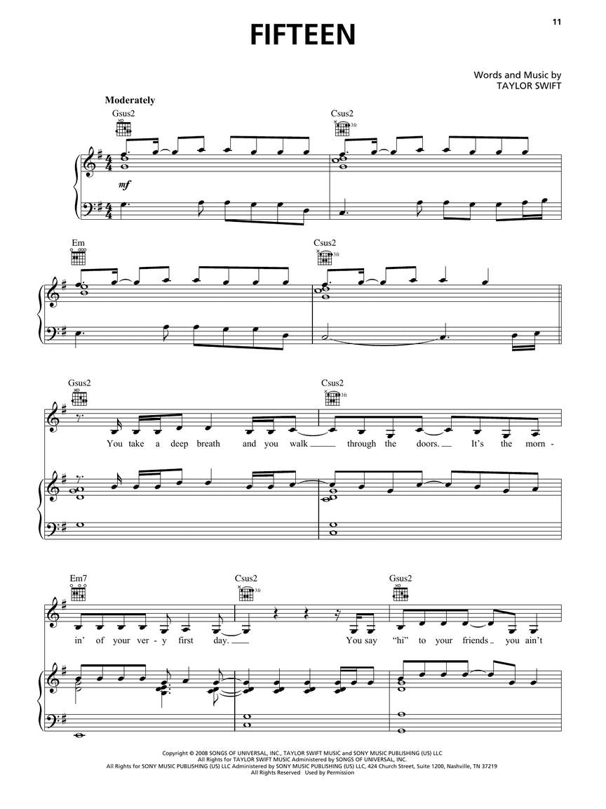 Taylor Swift - Fearless (Taylor's Version) Piano, Vocal & Guitar Songbook