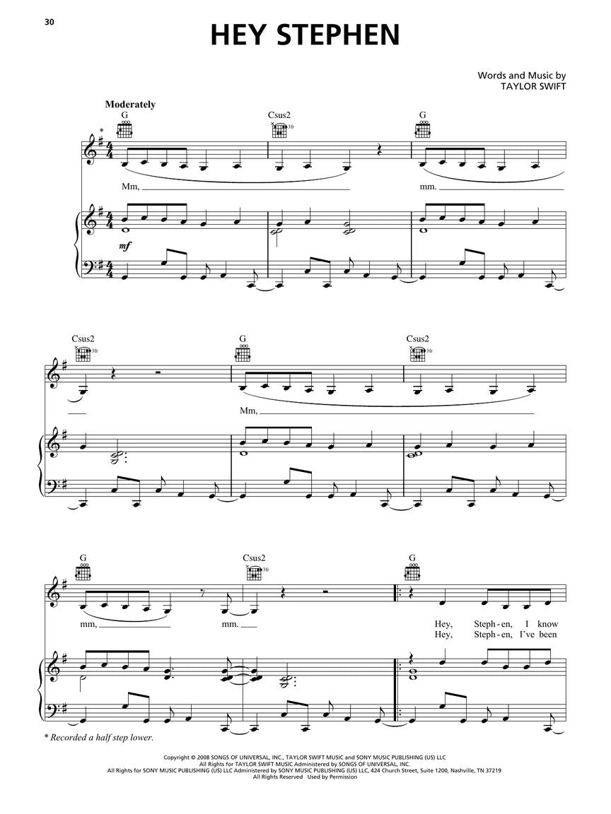Taylor Swift - Fearless (Taylor's Version) Piano, Vocal & Guitar Songbook