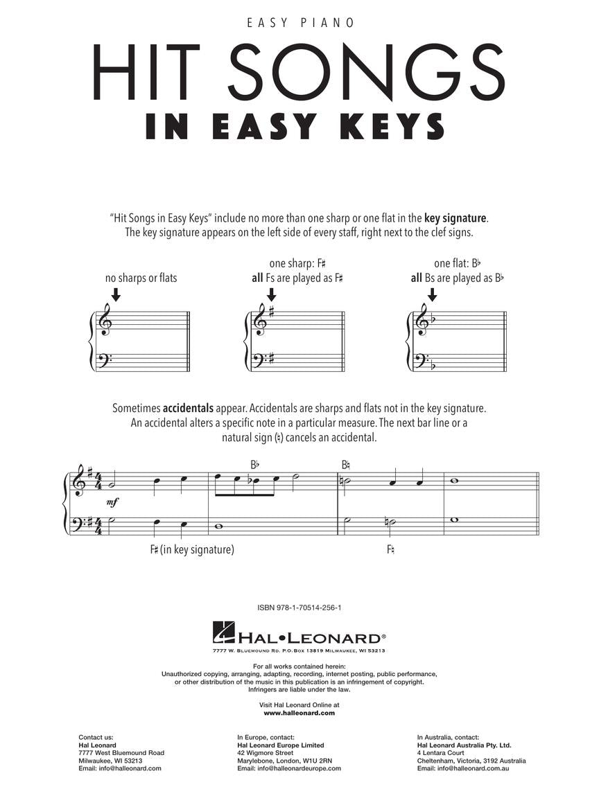 Hit Songs In Easy Keys, Easy Piano Book