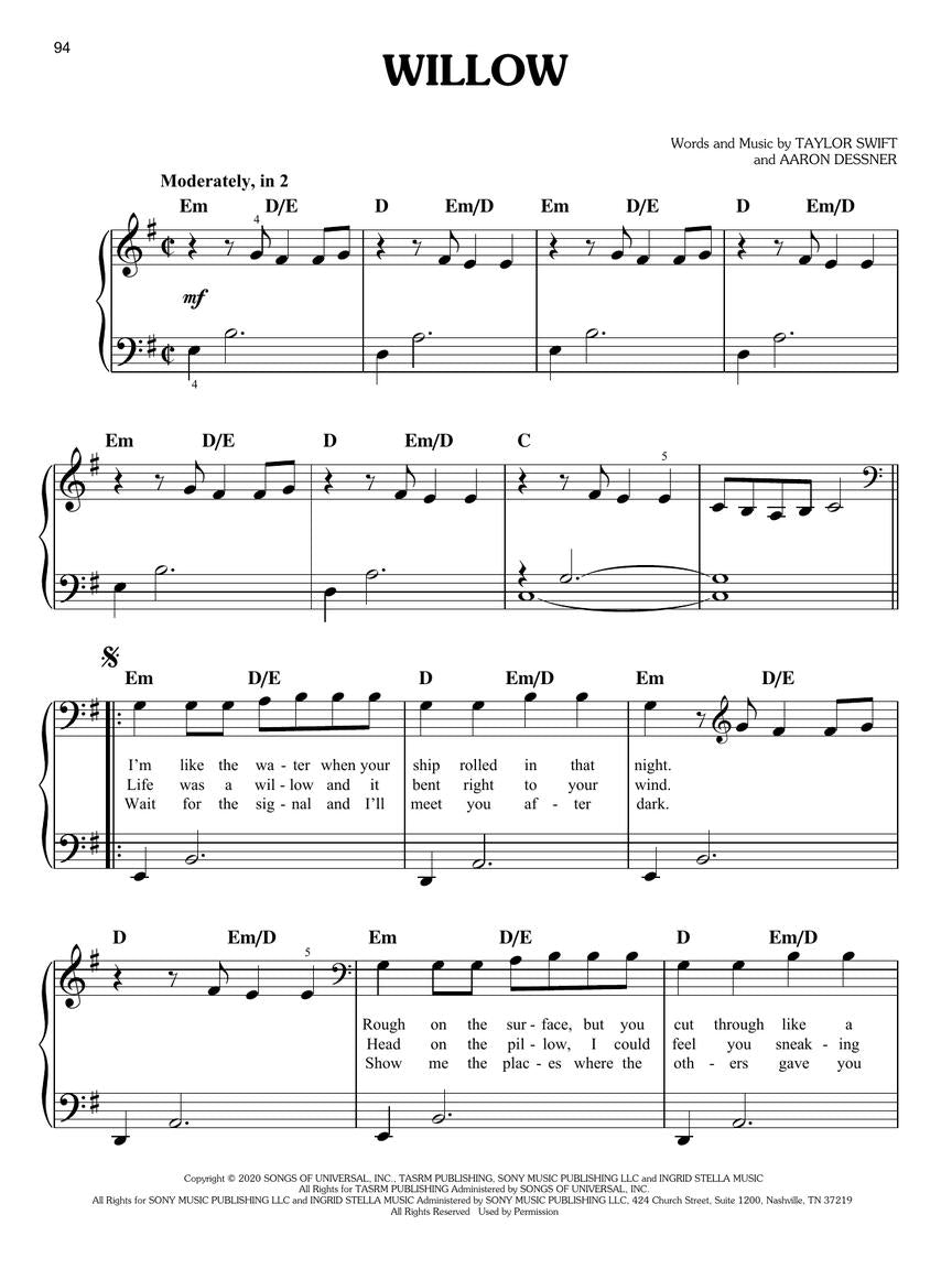Hit Songs In Easy Keys, Easy Piano Book