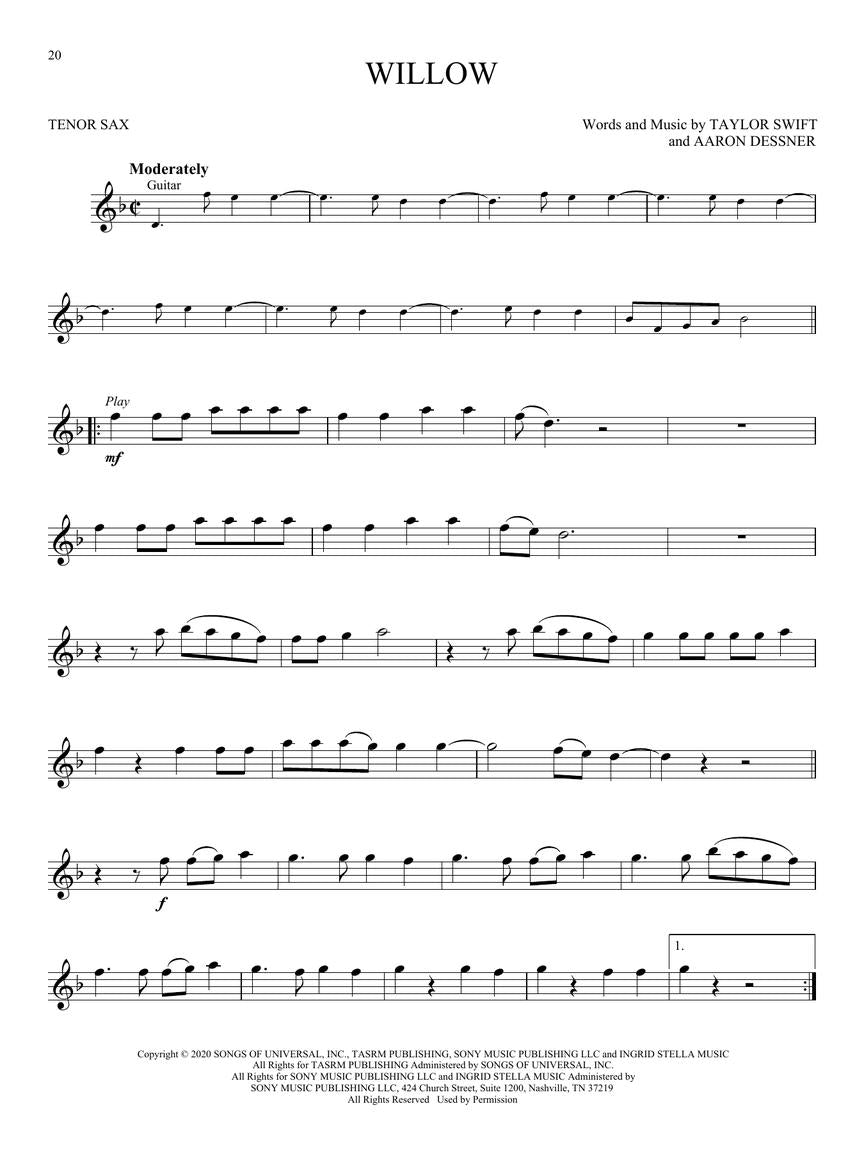 Hit Songs For Tenor Saxophone Play Along Book/Ola