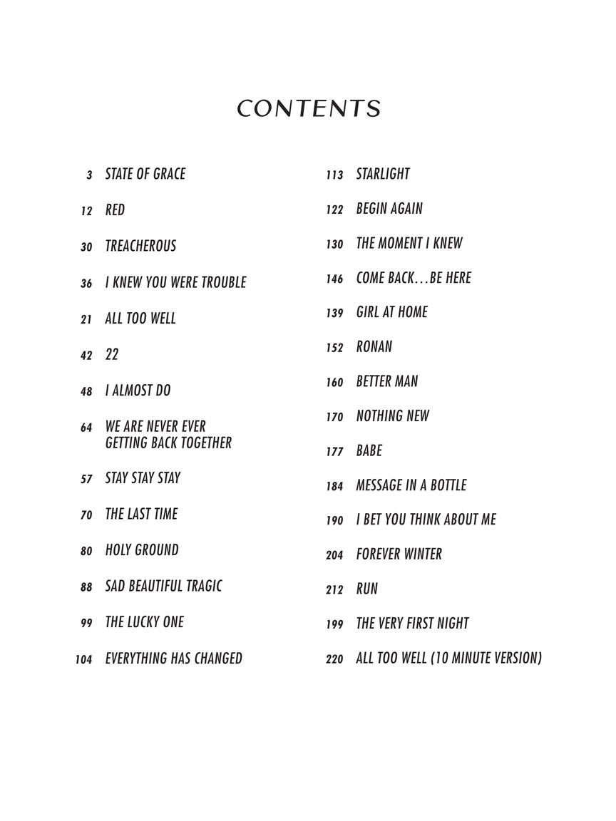 Taylor Swift - Red (Taylor's Version) Piano, Vocal & Guitar Songbook