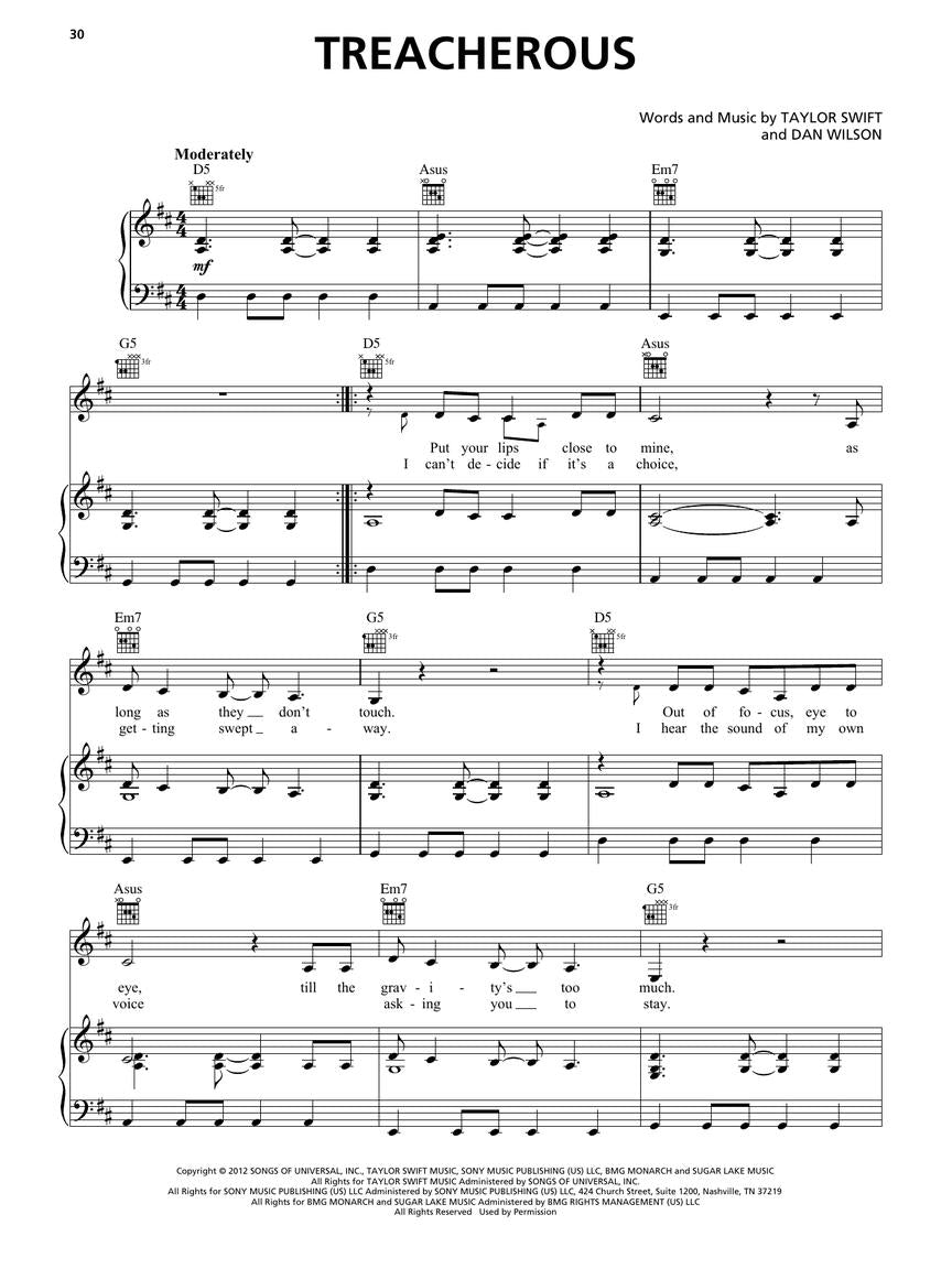 Taylor Swift - Red (Taylor's Version) Piano, Vocal & Guitar Songbook