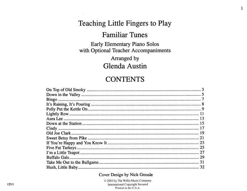 Teaching Little Fingers To Play - Familiar Tunes Book