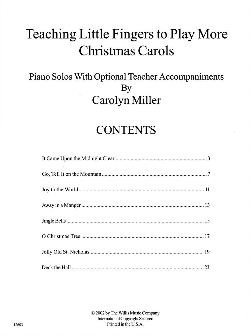 Teaching Little Fingers To Play - More Christmas Carols Book/Cd