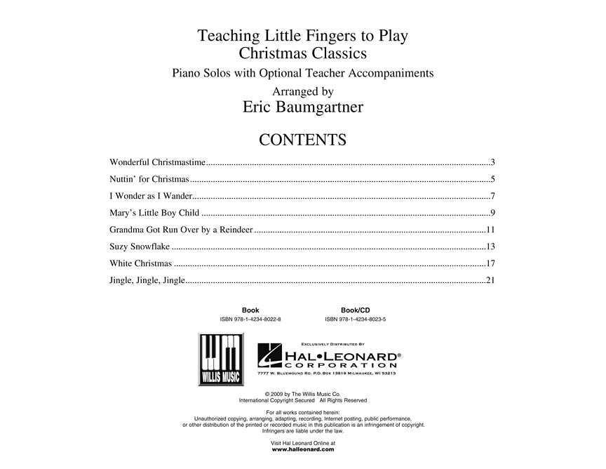 Teaching Little Fingers To Play - Christmas Classics Book/Cd