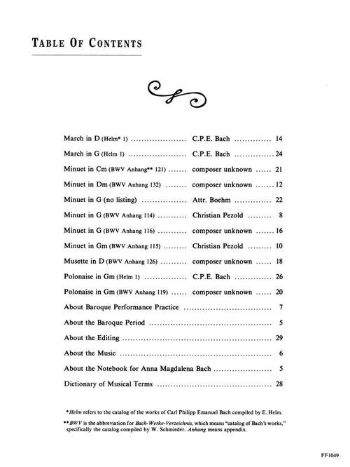 Faber Piano Literature - Selections from the Notebook for Anna Magdalena Bach Book