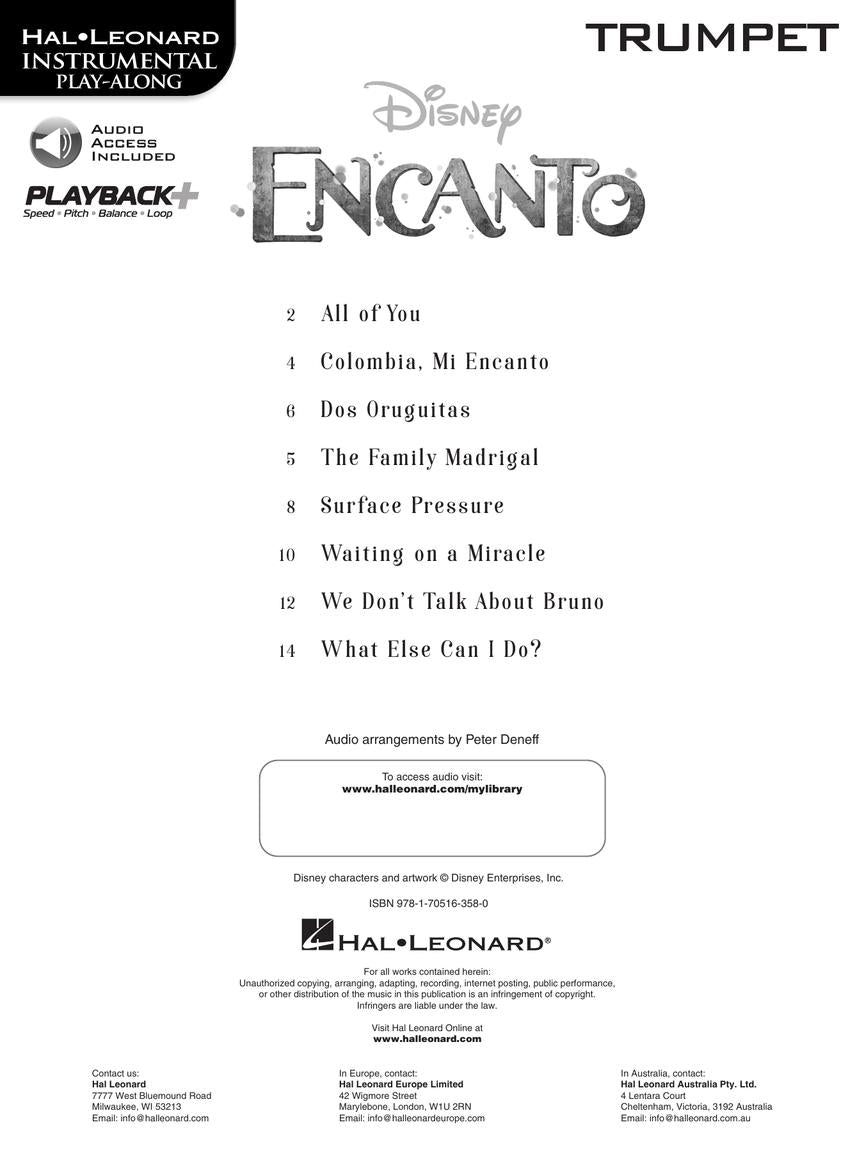 Encanto For Trumpet - Movie Soundtrack Play Along Book/Ola