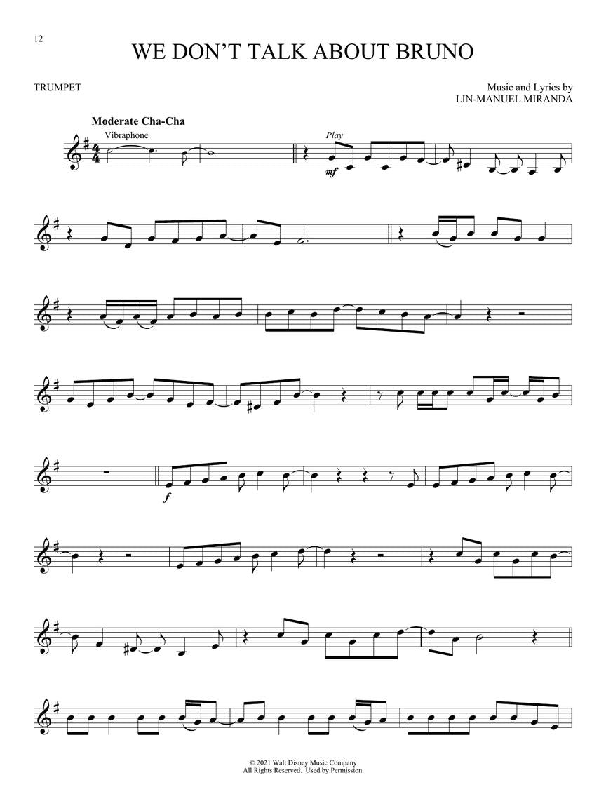 Encanto For Trumpet - Movie Soundtrack Play Along Book/Ola