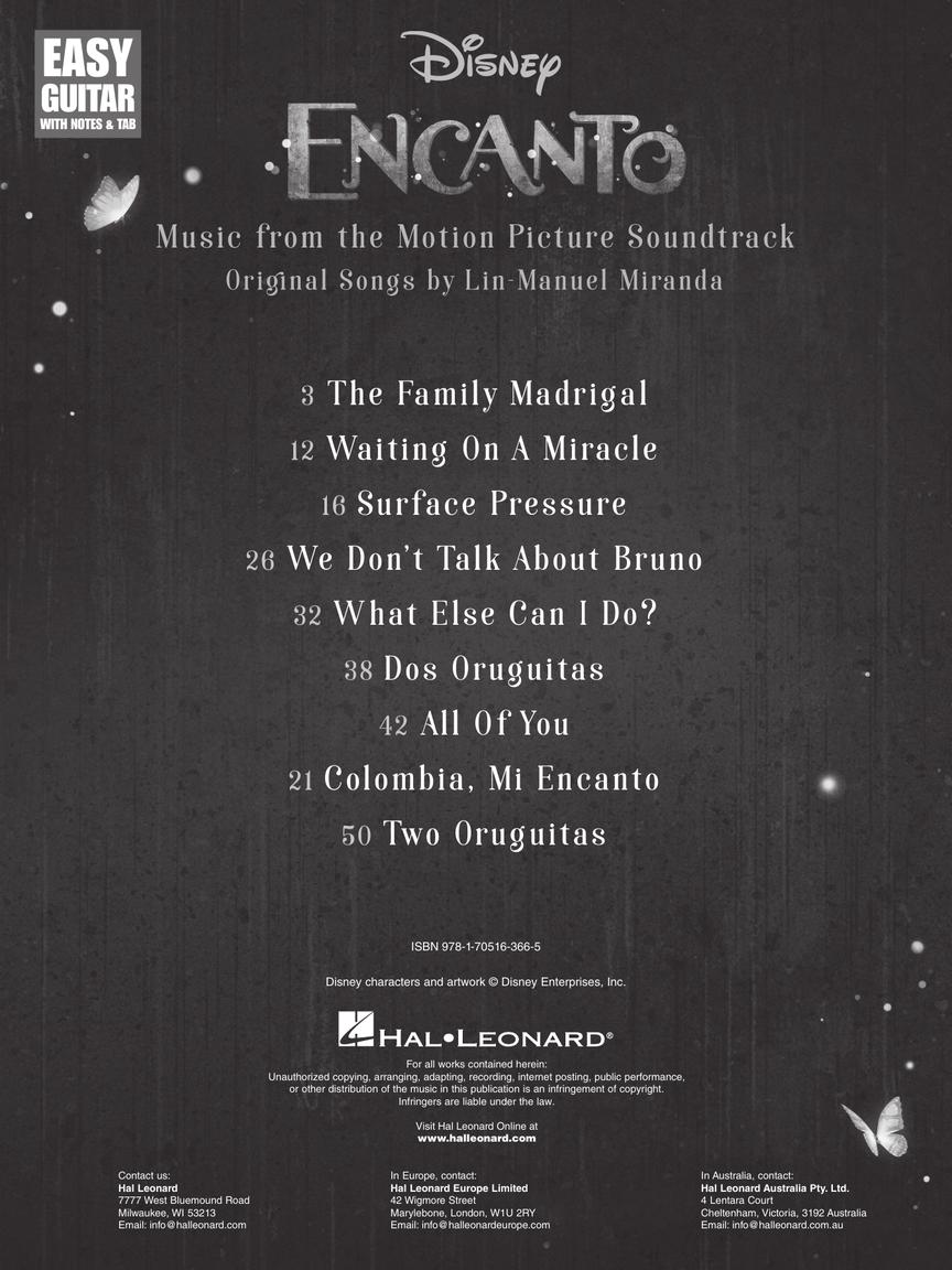 Encanto Movie Soundtrack Easy Guitar With Notes & Tab Book