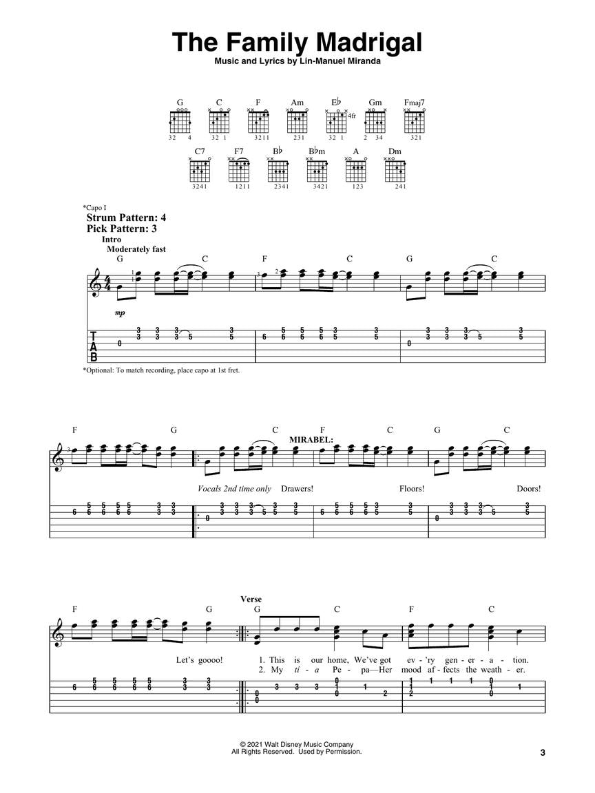 Encanto Movie Soundtrack Easy Guitar With Notes & Tab Book