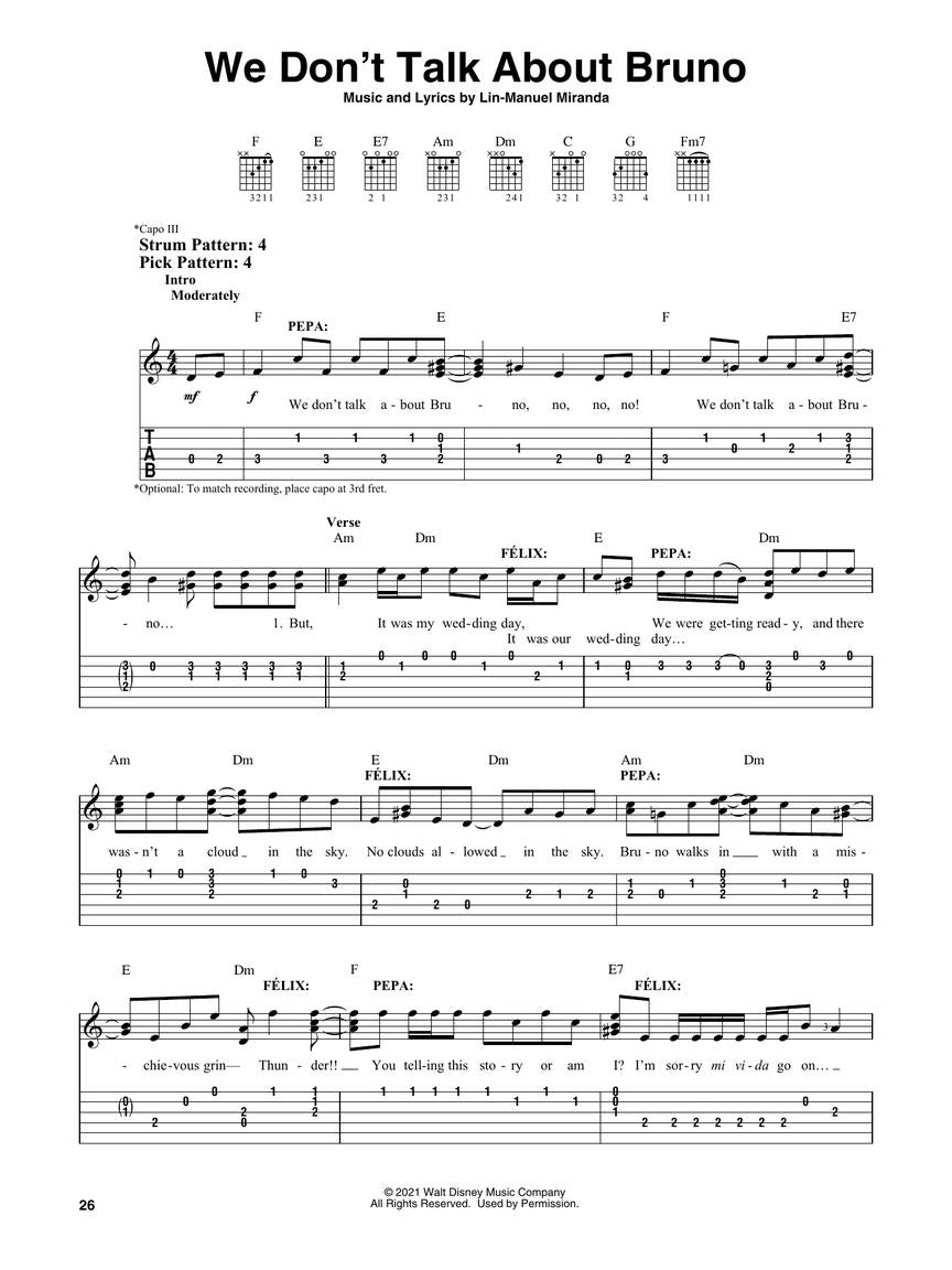 Encanto Movie Soundtrack Easy Guitar With Notes & Tab Book