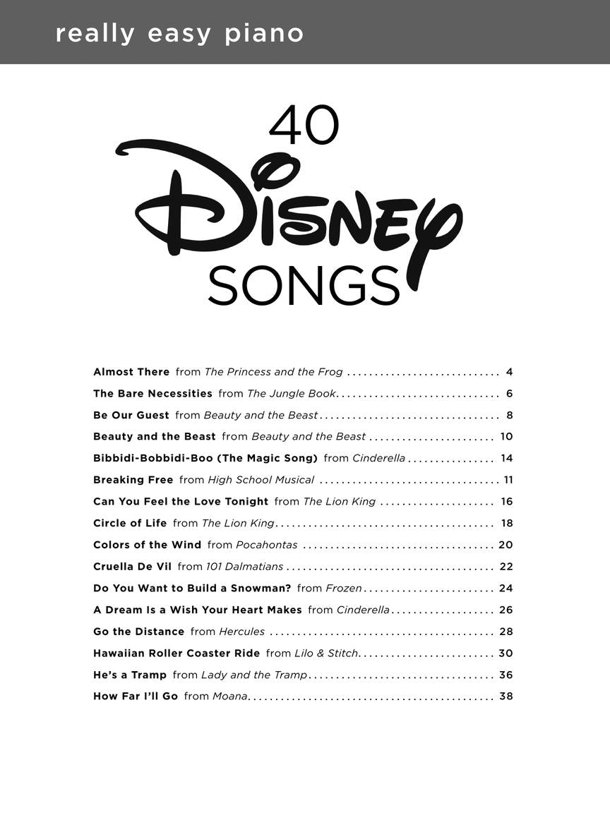 40 Disney Songs - Really Easy Piano Book