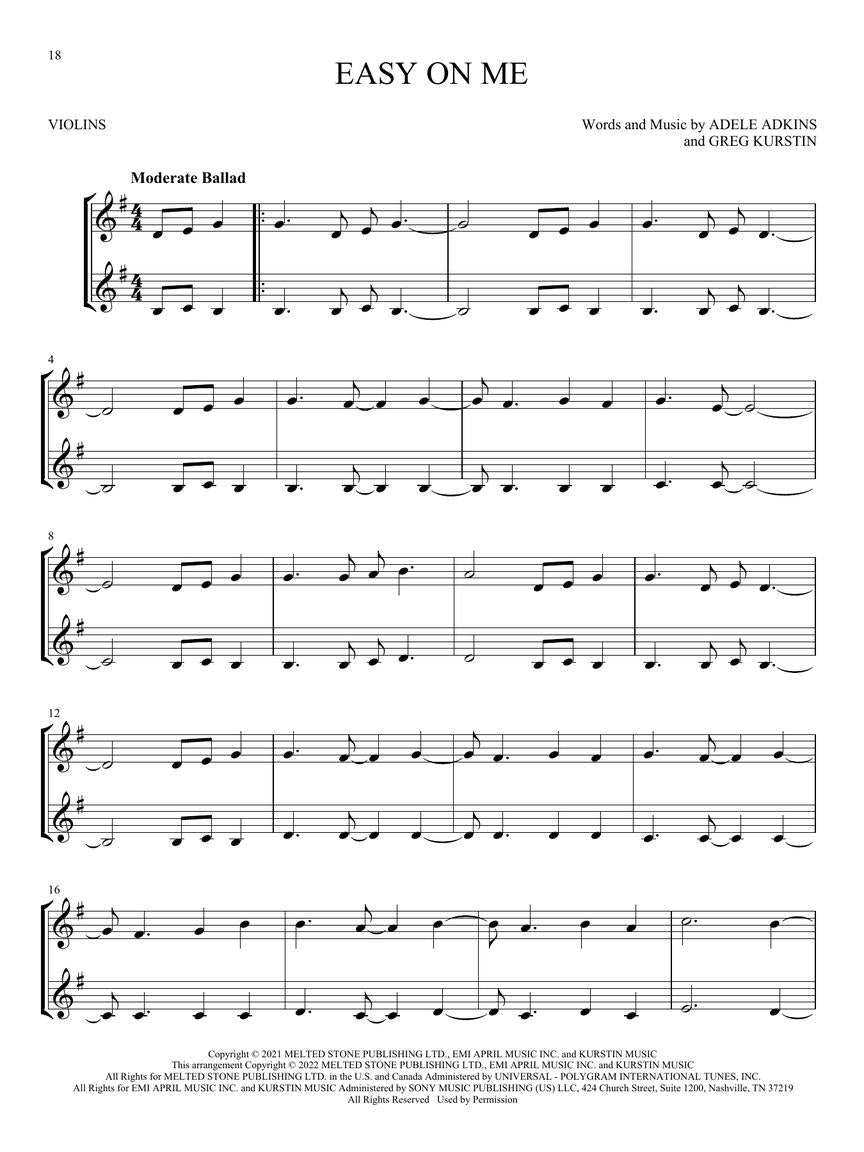 Chart Hits For Two Violins Book
