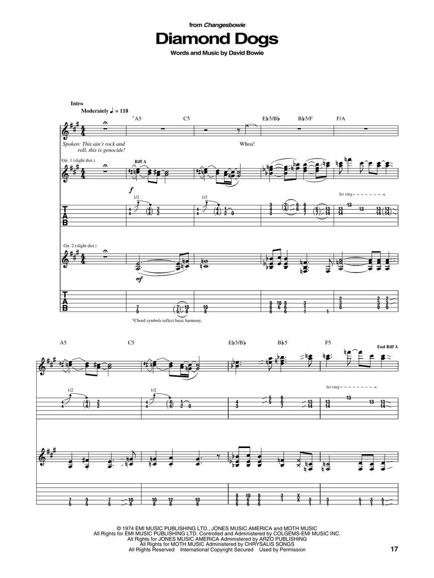 Best Of David Bowie - Guitar Tab Book