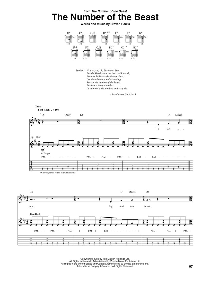 Iron Maiden Anthology Guitar Tab Book