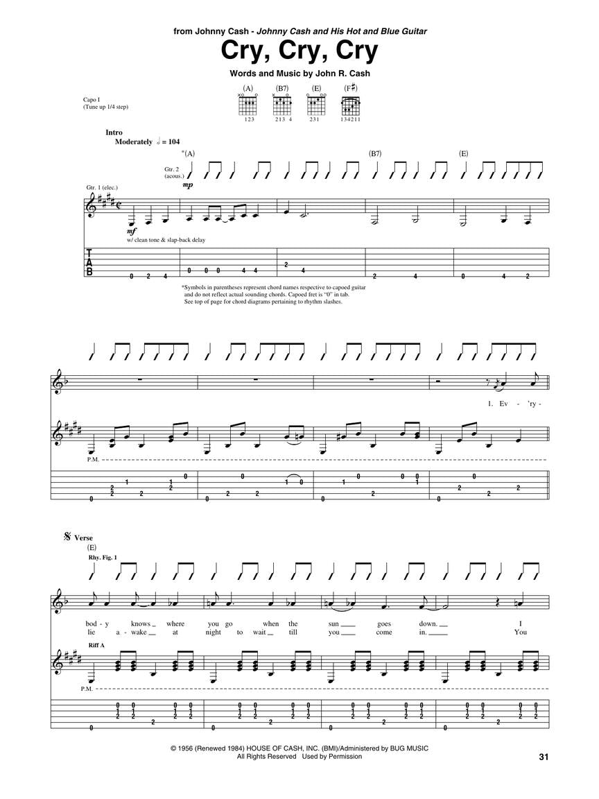 The Best Of Johnny Cash - Guitar Tab Book
