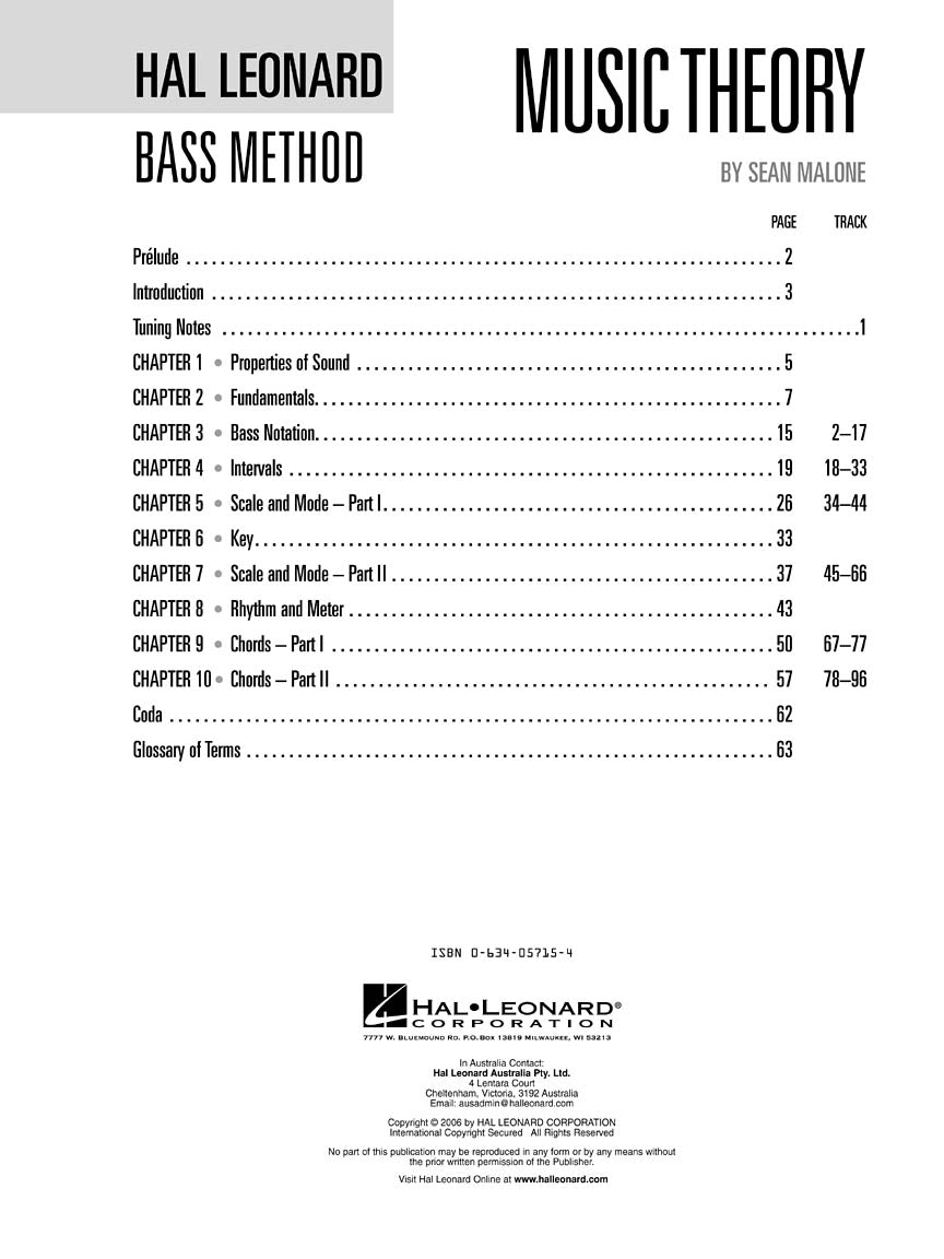 Hal Leonard Bass Method - Music Theory For Bassists Book/Ola