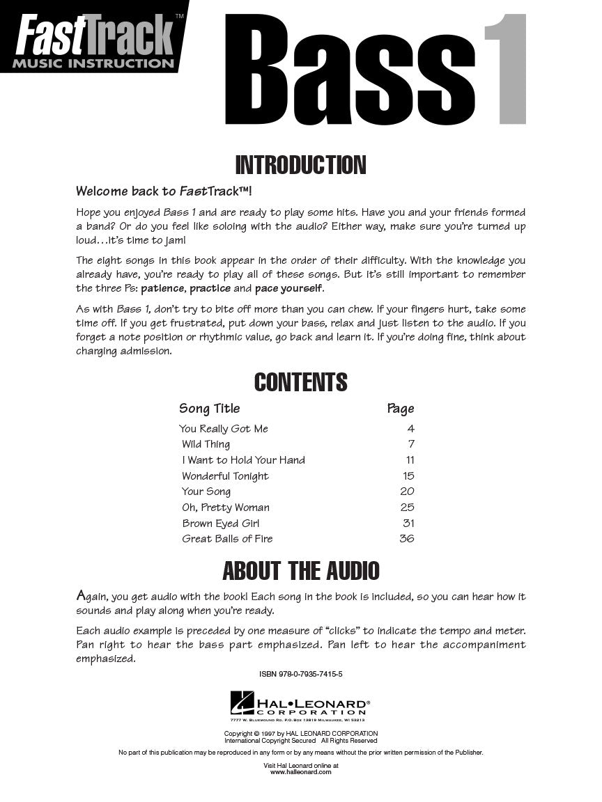 FastTrack Bass Songbook 1, Level 1 (Book/Ola)
