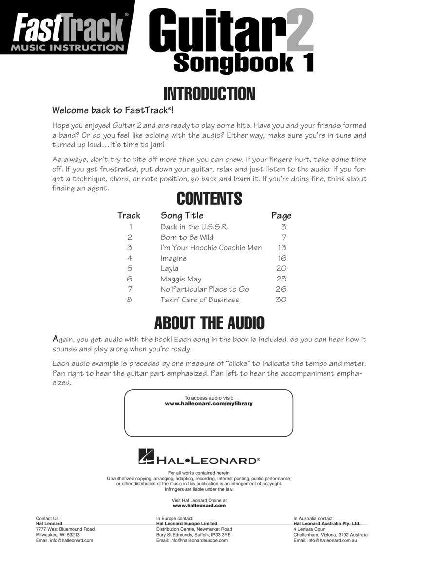 FastTrack Guitar Songbook 1, Level 2 (Book/Ola)