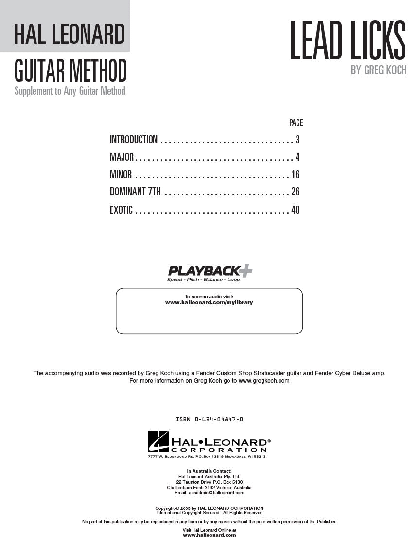 Hal Leonard Guitar Method - Lead Licks Book (Book/Ola)