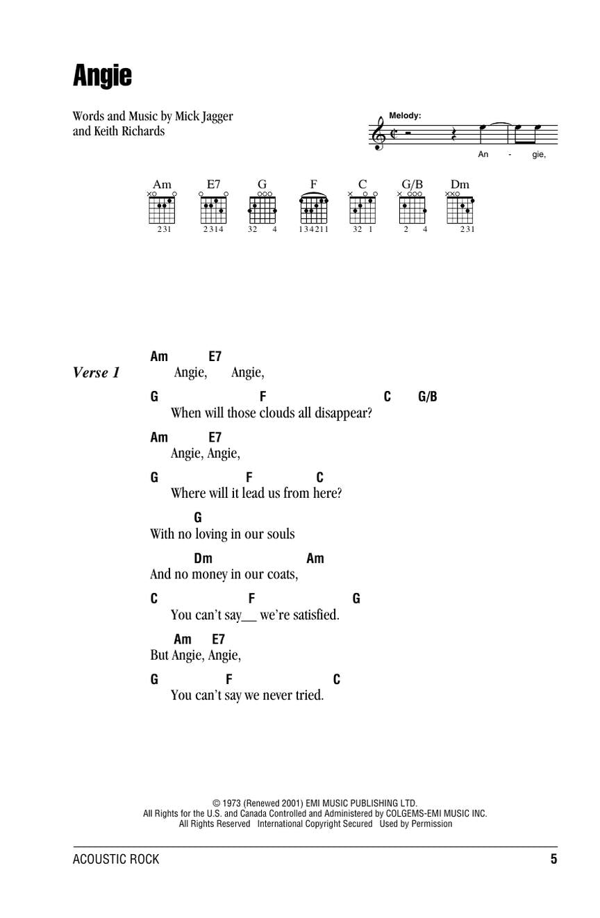 Guitar Chord Songbook - Acoustic Rock (80 Songs)