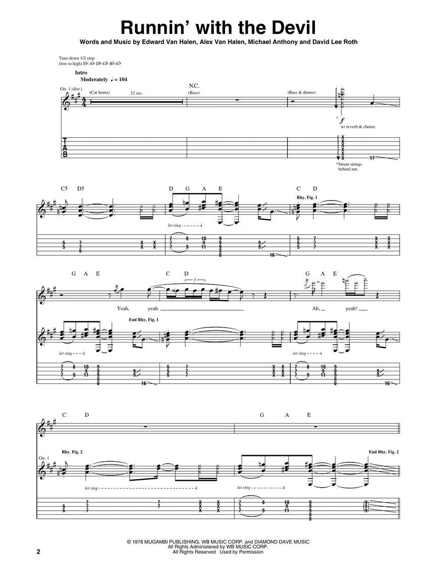 Van Halen Self-Titled Guitar Tab Book