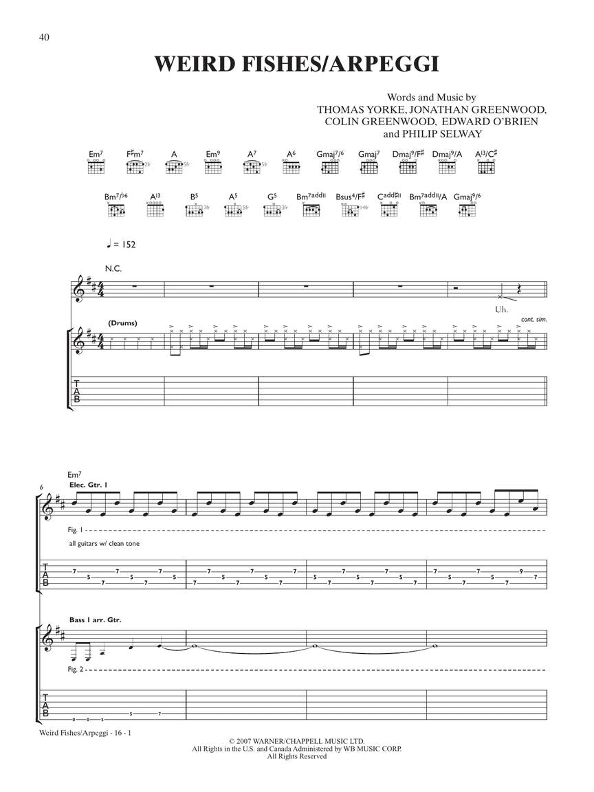 Radiohead - In Rainbows Guitar Tab Book