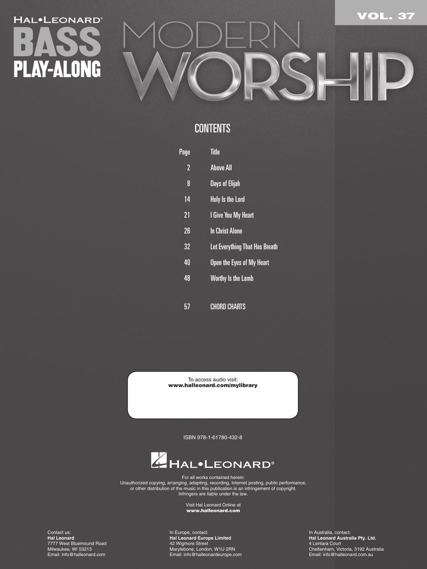 Modern Worship Bass Play Along Volume 37 Book/Cd