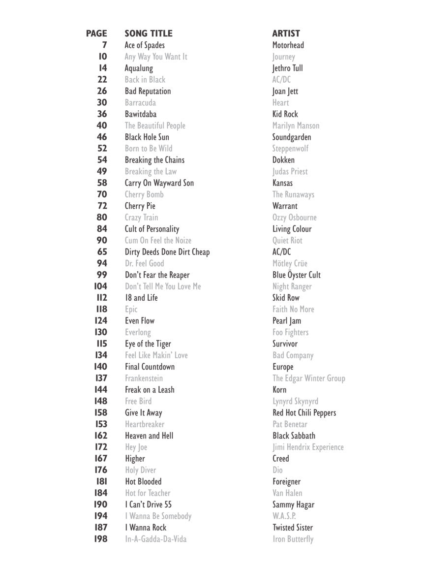VH1's 100 Greatest Hard Rock Songs - Easy Guitar Book