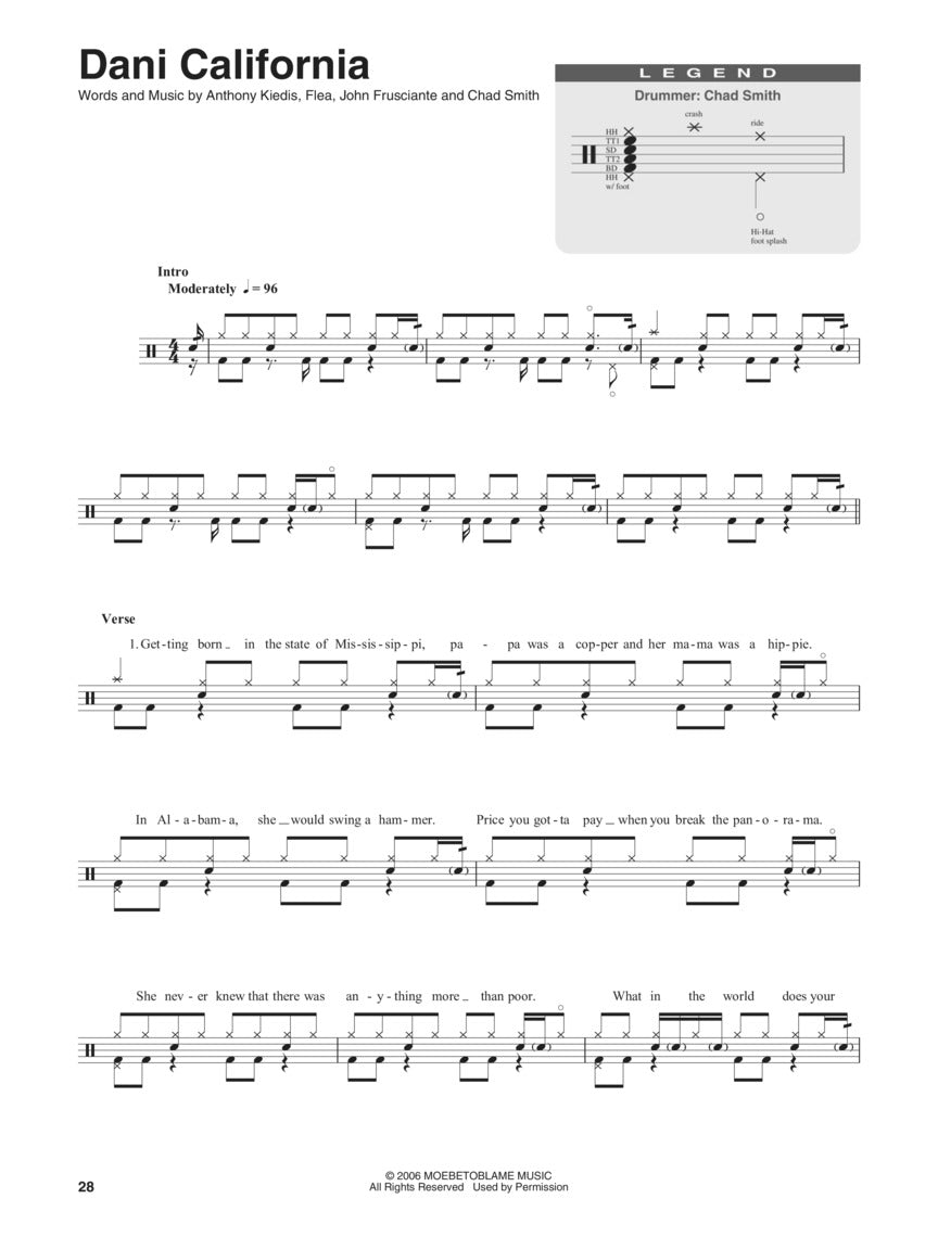 Red Hot Chili Peppers - Drum Play Along Volume 31 Book/Ola Percussion