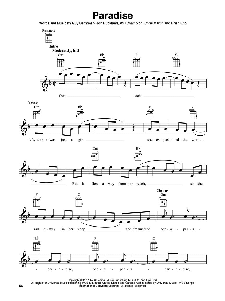 Coldplay For Ukulele Songbook