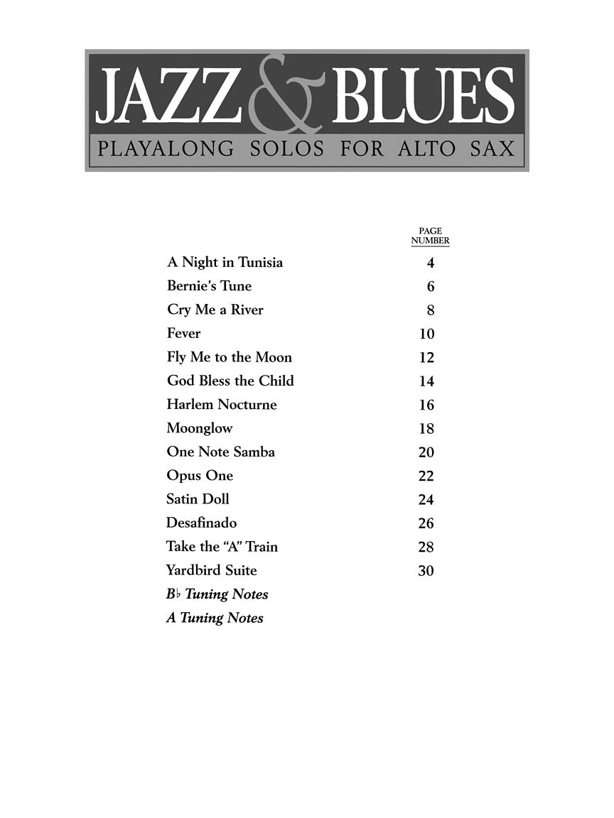 Jazz And Blues Play Along Alto Saxophone Book/Ola Woodwind