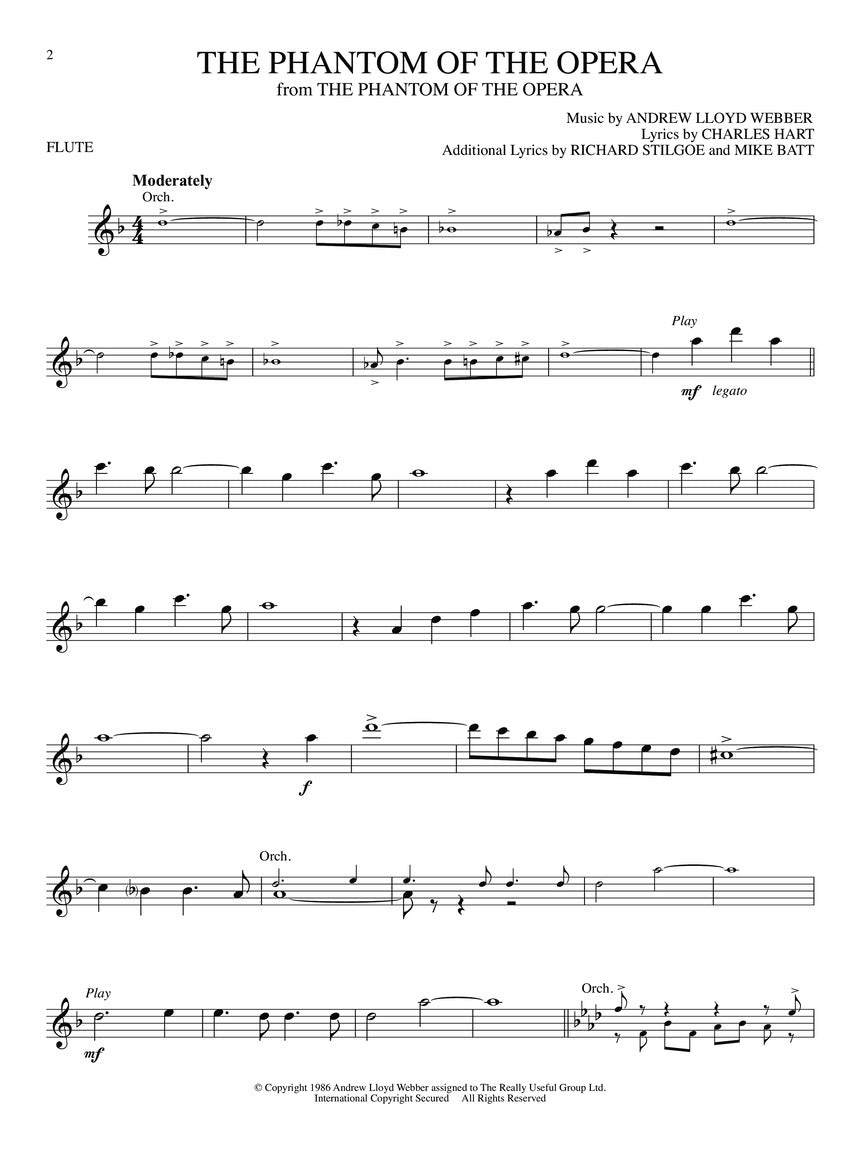 Andrew Lloyd Webber Classics - Flute Play Along Book/Ola