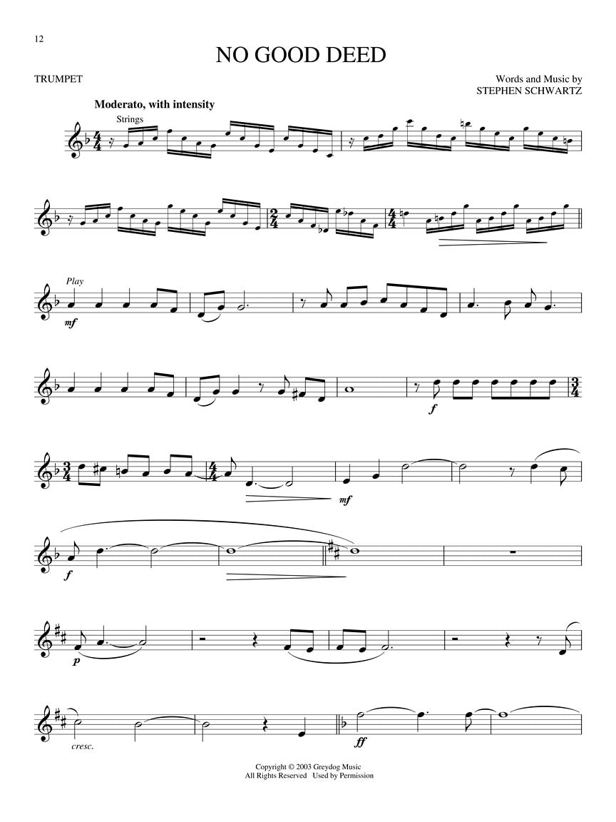 Wicked A New Musical - Trumpet Play Along Book/Ola