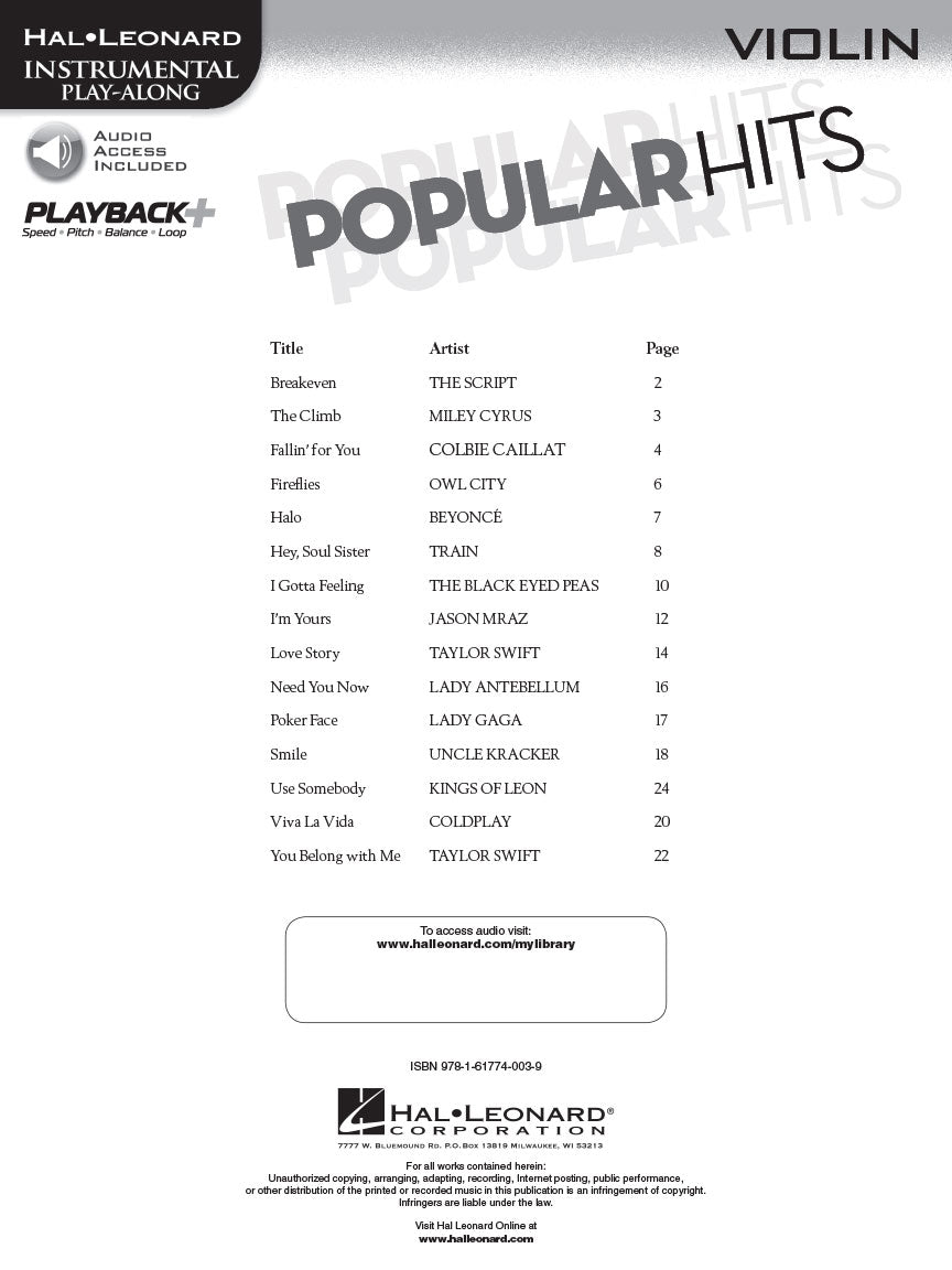 Popular Hits Violin Book/Ola