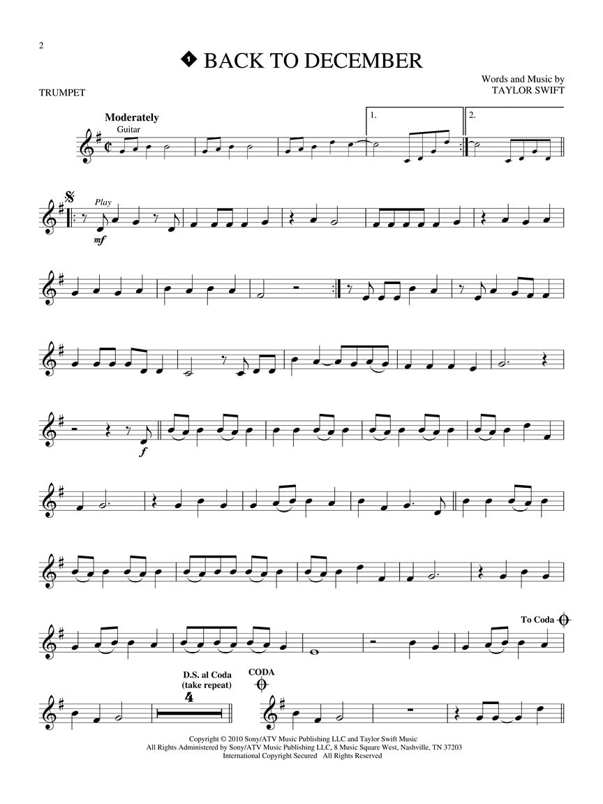 Taylor Swift - Trumpet Play Along Book/Ola (2nd Edition)