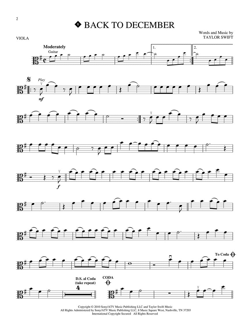 Taylor Swift Viola Play Along Book/Ola (2nd Edition)