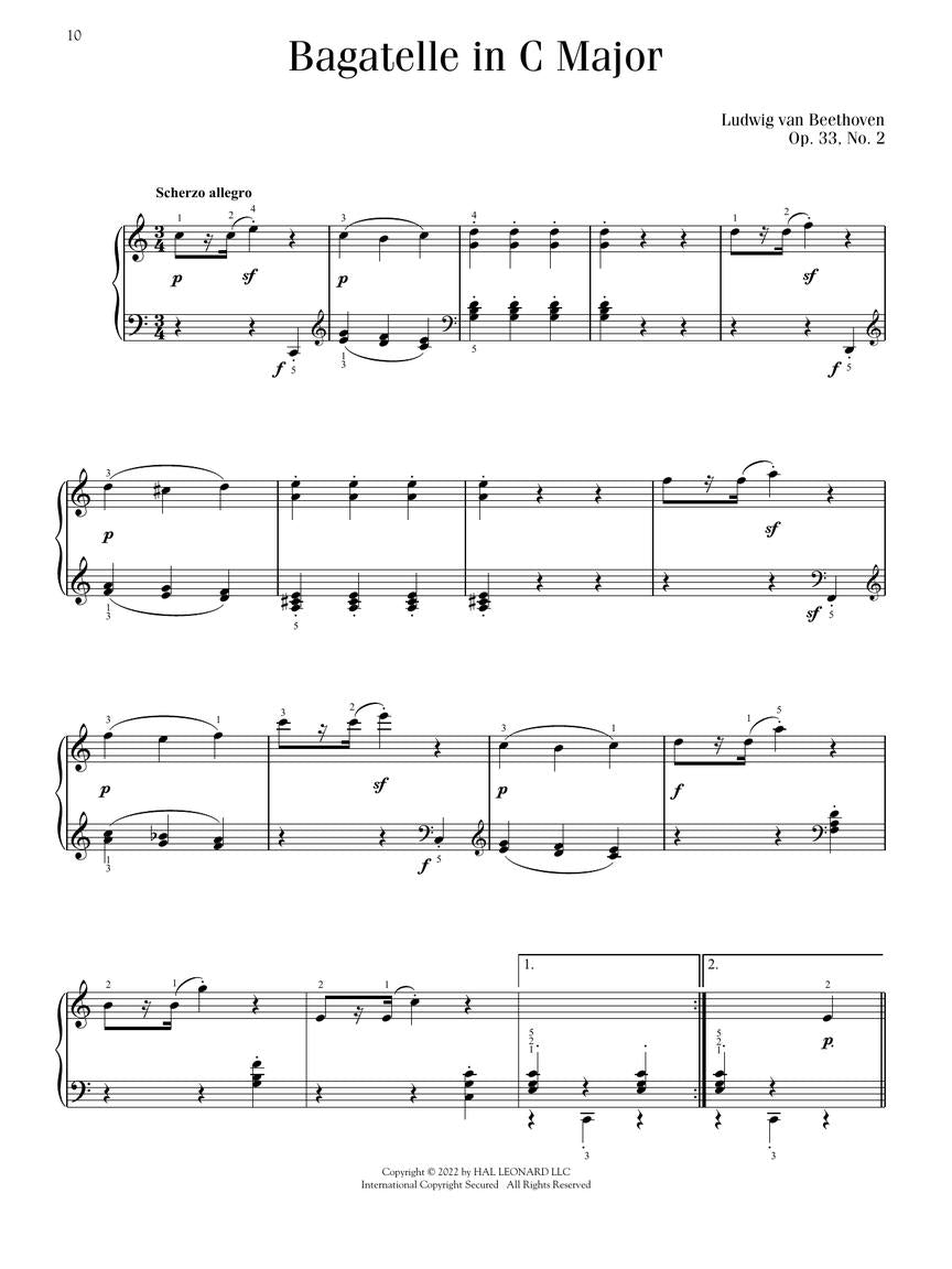Intermediate Beethoven Favorites for Piano Solo Book