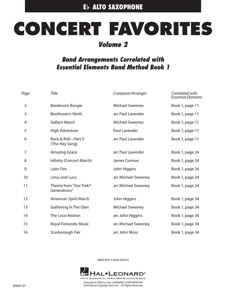 Essential Elements Concert Favorites - Eb Alto Saxophone Volume 2 Book