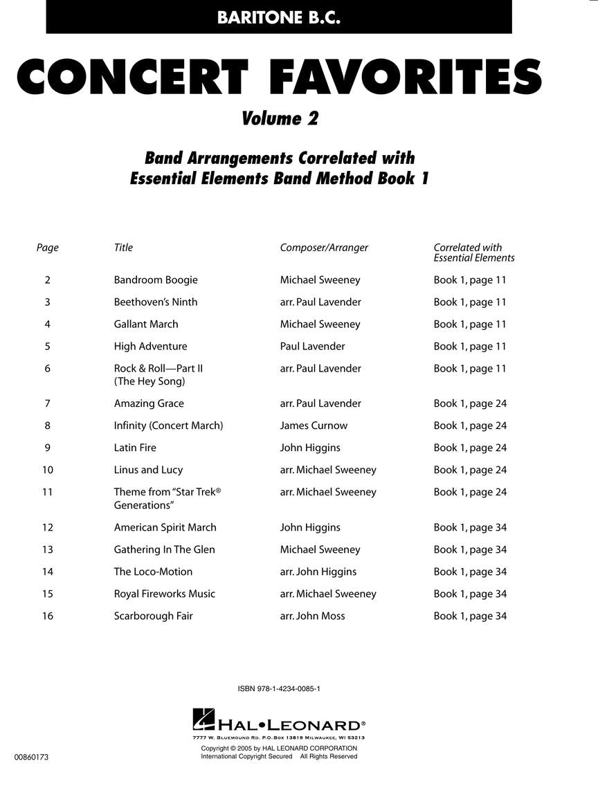Essential Elements Concert Favorites - Baritone Bass Clef Book