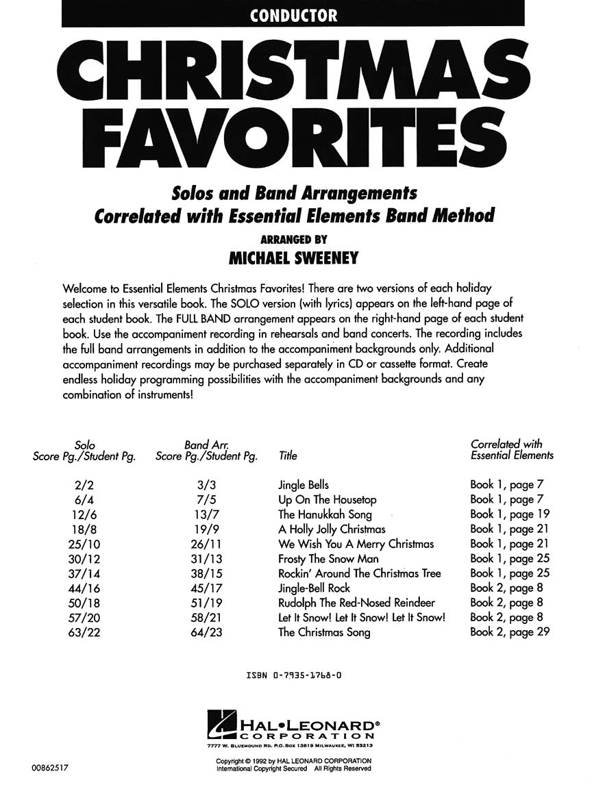 Essential Elements Christmas Favorites - Conductor's Book & Accompaniment Cd