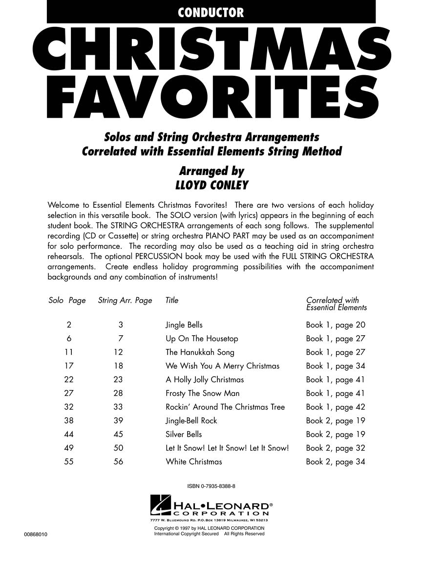 Essential Elements: Christmas Favorites For Strings - Conductor Book/Cd