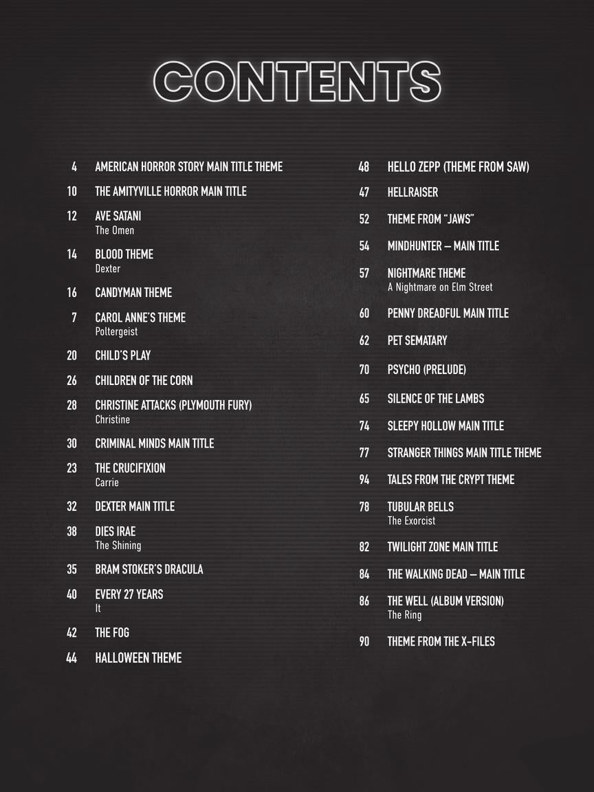 Horror Music Piano Solo Songbook (34 Terrifying Tunes From Film & TV)