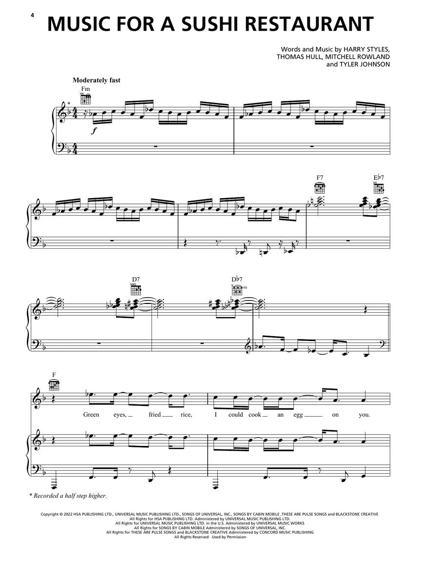 Harry Styles - Harrys House PVG Songbook