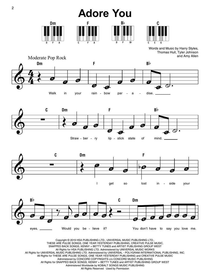 Harry Styles - Super Easy Piano Songbook